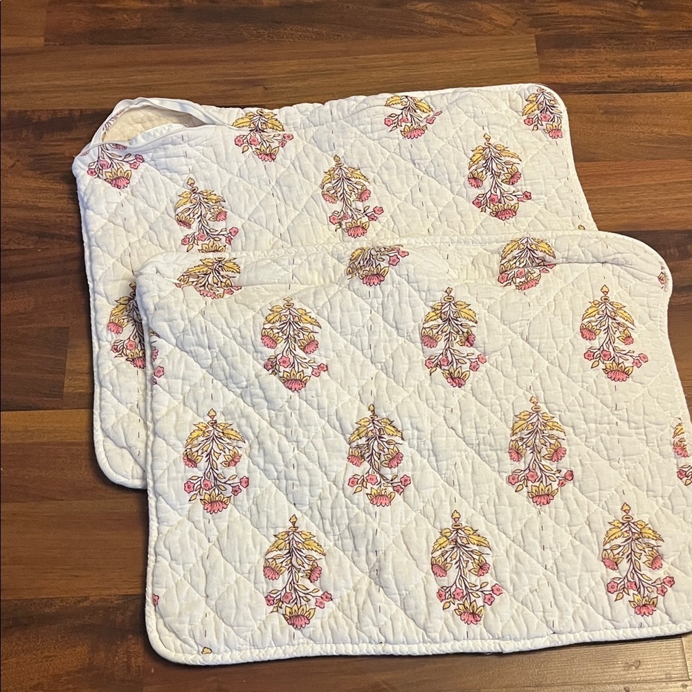 Lillian August Pink and Orange Floral Quilted Shams (2) - Picture 4 of 5